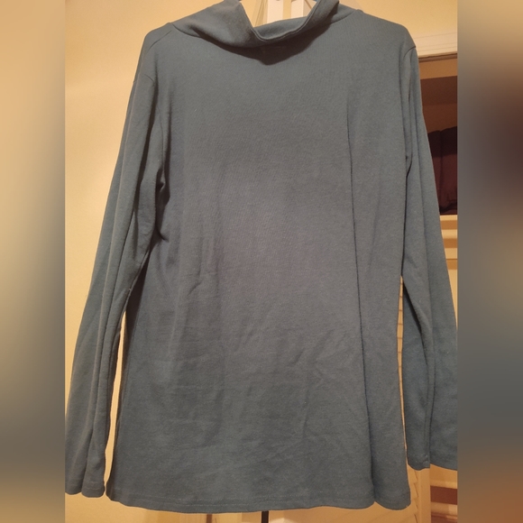 Cyanstyle long sleeve pullover zipper cowl neck sweatshirt - Picture 5 of 6